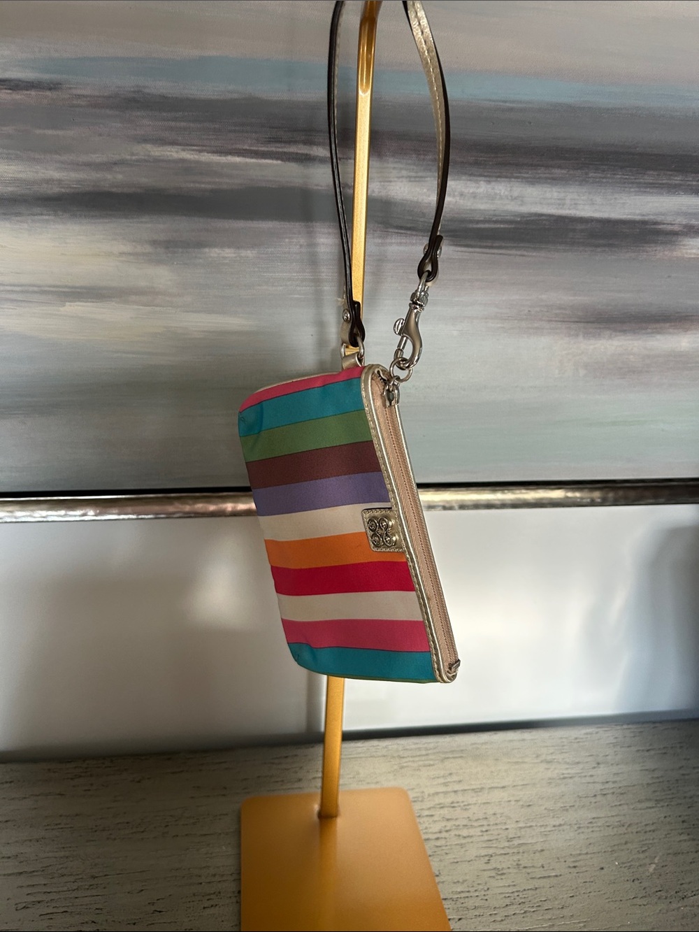 Coach Vintage Y2K Julia Legacy Stripe Satin Small Wristlet great condition